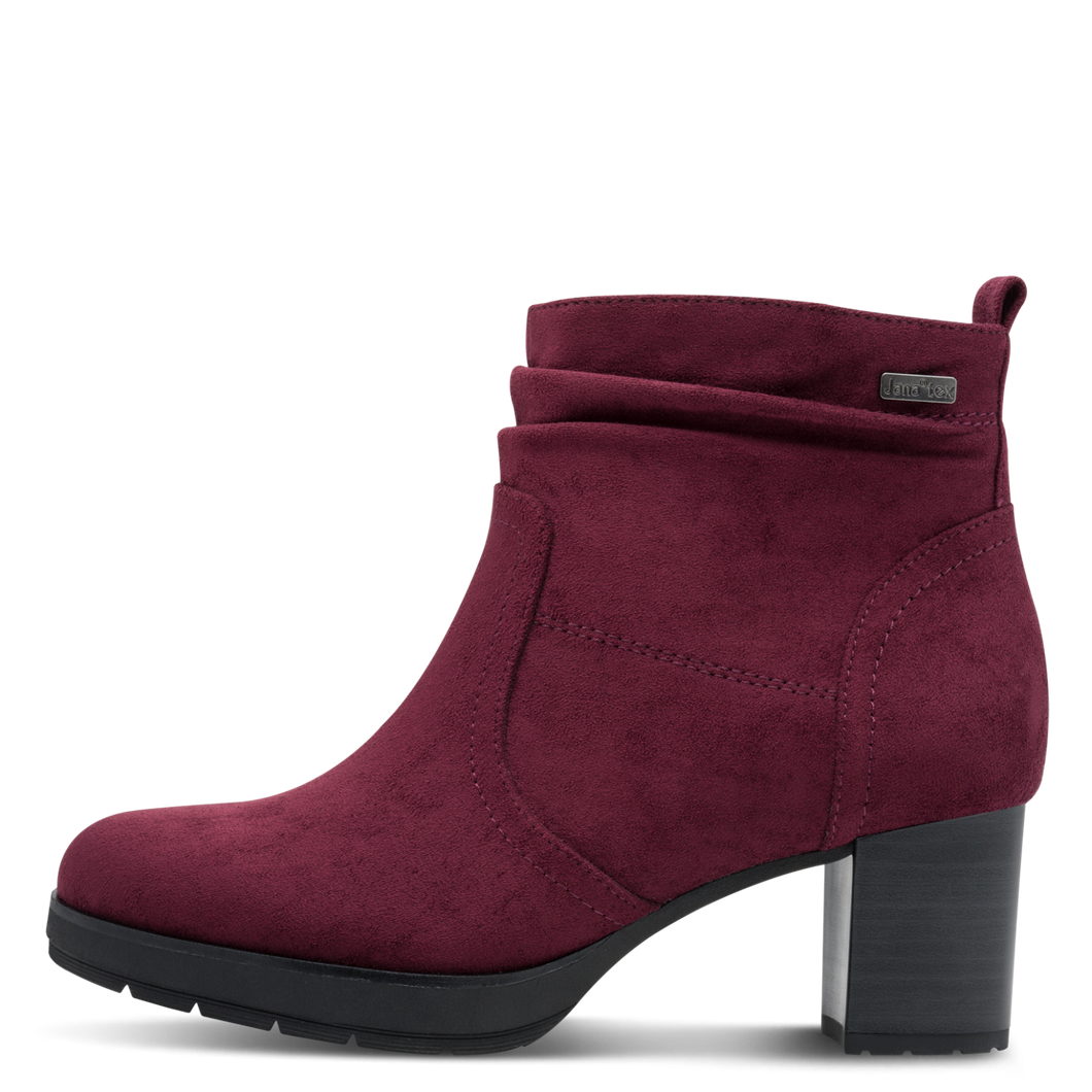 Jana Ladies Burgundy Nubuck Heel Boot: 26378-43
