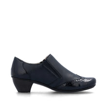 Load image into Gallery viewer, Rieker Ladies Navy Low Block Heel Shoe: 41757-15
