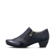 Load image into Gallery viewer, Rieker Ladies Navy Low Block Heel Shoe: 41757-15
