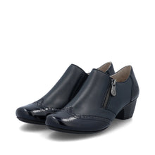Load image into Gallery viewer, Rieker Ladies Navy Low Block Heel Shoe: 41757-15
