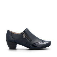 Load image into Gallery viewer, Rieker Ladies Navy Low Block Heel Shoe: 41757-15

