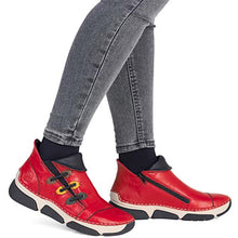 Load image into Gallery viewer, Rieker Ladies Red Flat Ankle Boot; 45983-33
