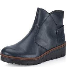 Load image into Gallery viewer, Rieker Ladies Navy Wedge Ankle Boot: X9164-14
