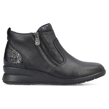 Load image into Gallery viewer, Rieker Ladies Black Ankle Boot With Two Zips: L4861-00
