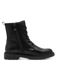 Load image into Gallery viewer, Marco Tozzi Black Lace-Up Flat Boot: 25282-41
