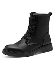 Load image into Gallery viewer, Marco Tozzi Black Lace-Up Flat Boot: 25282-41
