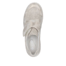 Load image into Gallery viewer, Rieker Ladies Gold Velcro Shoe: 58552-62
