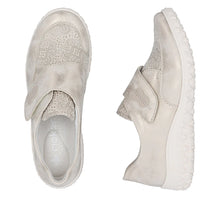Load image into Gallery viewer, Rieker Ladies Gold Velcro Shoe: 58552-62
