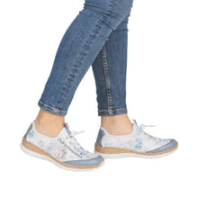 Load image into Gallery viewer, Rieker Ladies Blue/White Slip-On Shoe: N42K6-90
