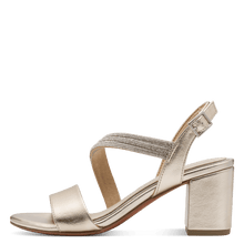 Load image into Gallery viewer, Marco Tozzi Ladies Gold Block Heel Sandal: 88300-46
