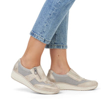 Load image into Gallery viewer, Rieker Ladies Gold Wedge Shoe: 48760-60
