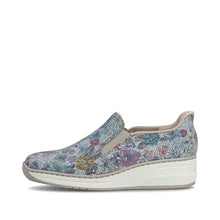 Load image into Gallery viewer, Rieker Ladies Blue Multi Slip-On Shoe: 48761-91
