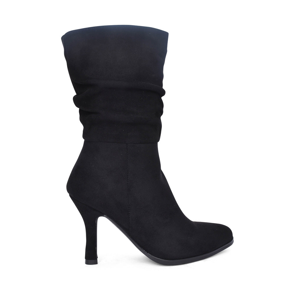 Millie & Co Black Nubuck Mid Length High Heel Boot : B9818760