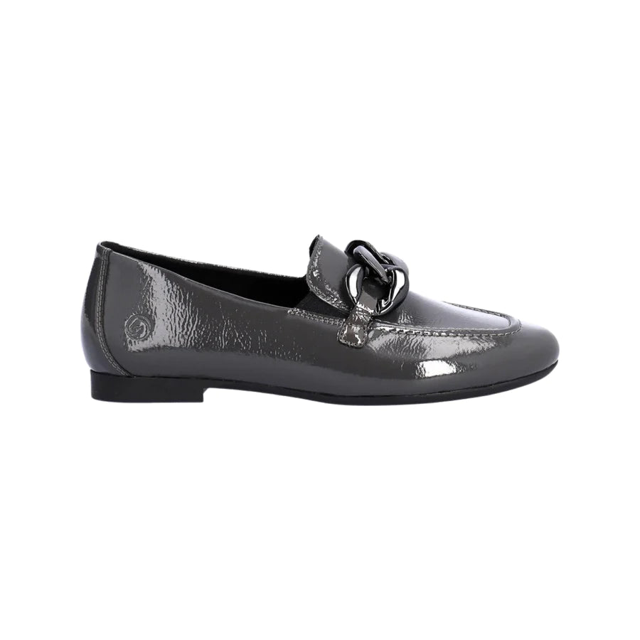 Remonte Ladies Grey Patent Slip-On Shoe : D0K00-45