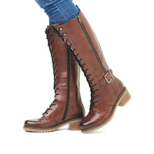 Load image into Gallery viewer, Remonte Ladies Tan Lace-Up Knee High Boot: D1A74-22

