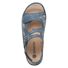 Load image into Gallery viewer, Remonte Ladies Blue Velcro Sandal D7647-16
