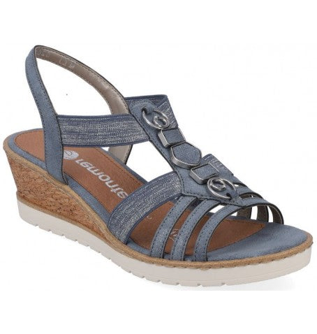 Remonte Ladies Blue Wedge Sandal : R6264-12