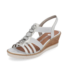 Load image into Gallery viewer, Remonte Ladies Silver Wedge Sandals : R6264-80
