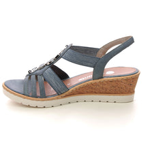 Load image into Gallery viewer, Remonte Ladies Blue Wedge Sandal : R6264-12
