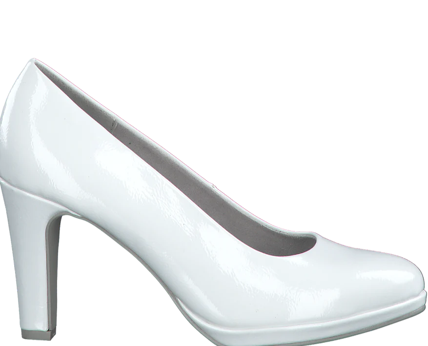 Marco Tozzi Ladies White Patent Court Shoe : 22412-20